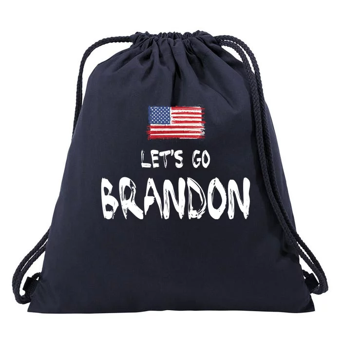 Let's Go Brandon FJB Chant Simple USA Flag Drawstring Bag