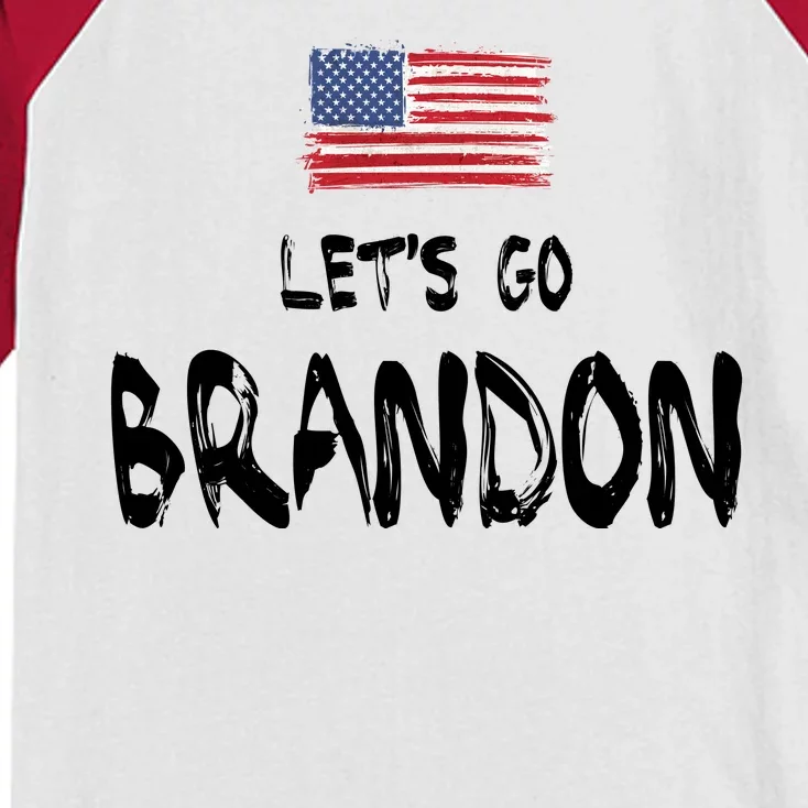 Let's Go Brandon FJB Chant Simple USA Flag Kids Colorblock Raglan Jersey