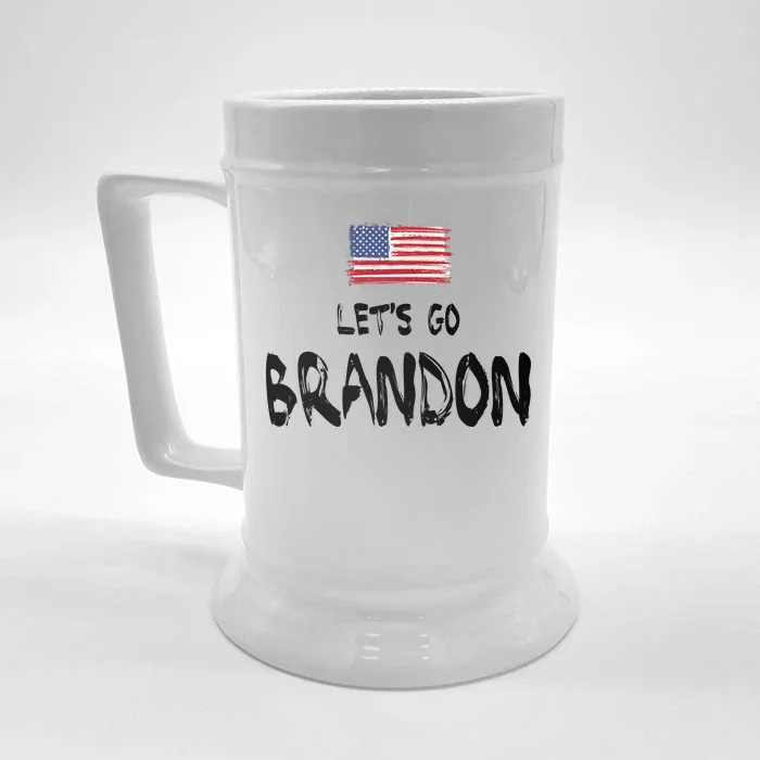 Let's Go Brandon FJB Chant Simple USA Flag Front & Back Beer Stein