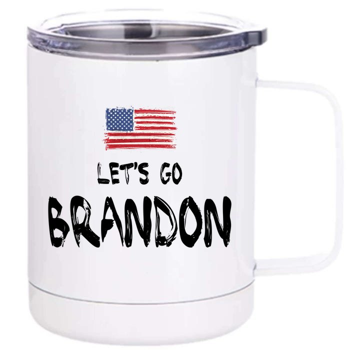 Let's Go Brandon FJB Chant Simple USA Flag Front & Back 12oz Stainless Steel Tumbler Cup