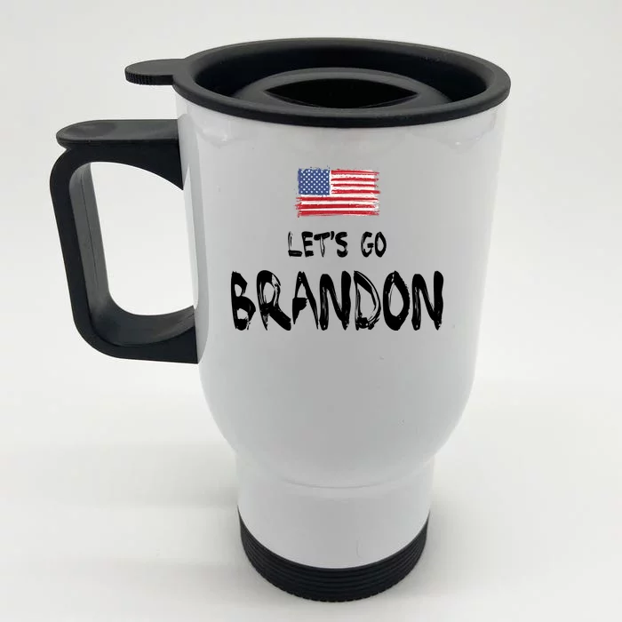 Let's Go Brandon FJB Chant Simple USA Flag Front & Back Stainless Steel Travel Mug