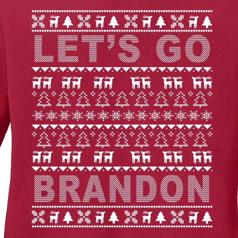 Let's Go Brandon Ugly Christmas Sweater FJB Chant Ladies Long Sleeve Shirt