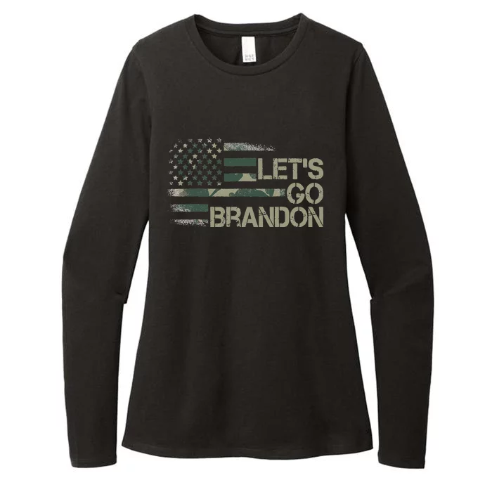 Lets Go Branson Brandon Camouflage US Flag Womens CVC Long Sleeve Shirt