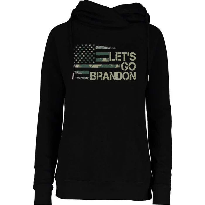 Lets Go Branson Brandon Camouflage US Flag Womens Funnel Neck Pullover Hood