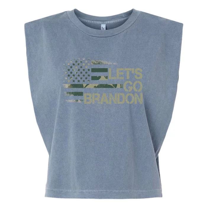 Lets Go Branson Brandon Camouflage US Flag Garment-Dyed Women's Muscle Tee