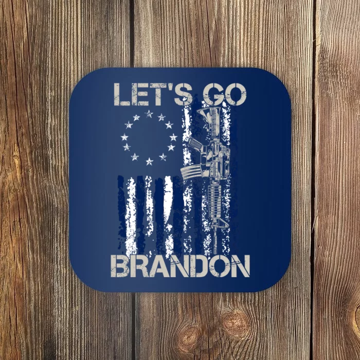 LetS Go Brandon Gun American Flag Patriots Coaster