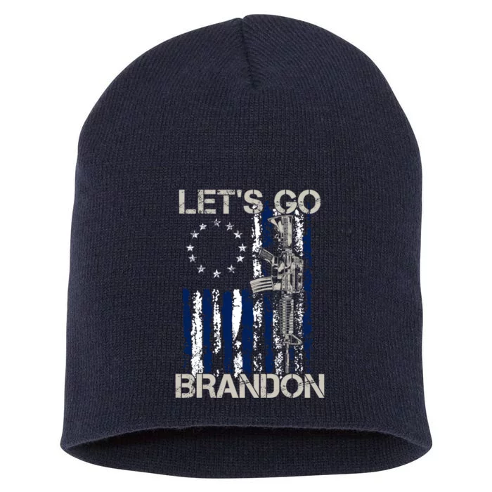 LetS Go Brandon Gun American Flag Patriots Short Acrylic Beanie