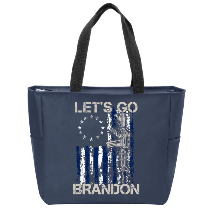 LetS Go Brandon Gun American Flag Patriots Zip Tote Bag