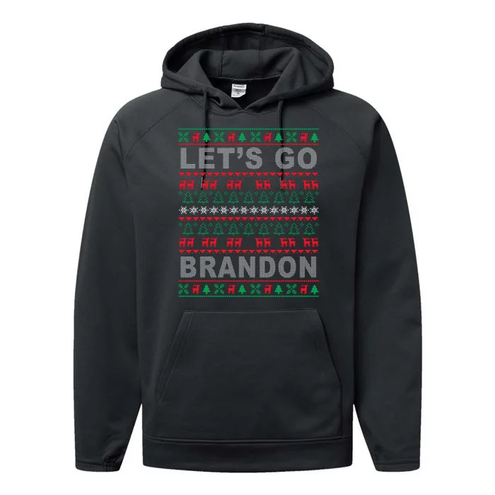 Let's Go Brandon Ugly Christmas Sweater FJB Anti Biden Performance Fleece Hoodie