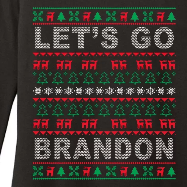 Let's Go Brandon Ugly Christmas Sweater FJB Anti Biden Womens CVC Long Sleeve Shirt