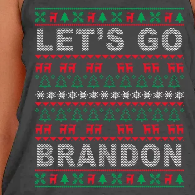 Let's Go Brandon Ugly Christmas Sweater FJB Anti Biden Women's Knotted Racerback Tank