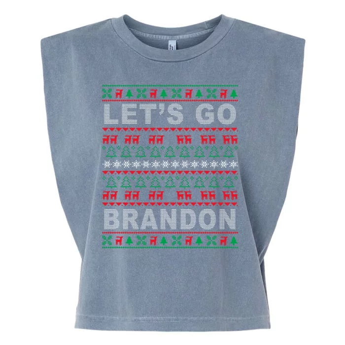 Let's Go Brandon Ugly Christmas Sweater FJB Anti Biden Garment-Dyed Women's Muscle Tee