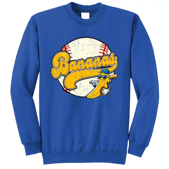 Lets Go Bananas Banana Playing Baseball Baseball Player Sweatshirt