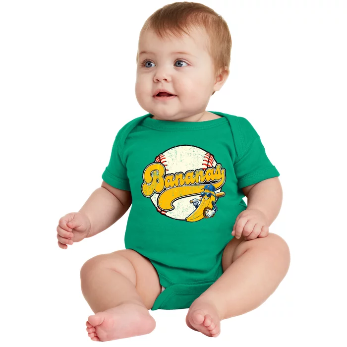 Lets Go Bananas Banana Playing Baseball Baseball Player Baby Bodysuit