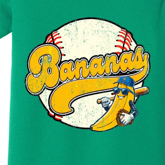 Lets Go Bananas Banana Playing Baseball Baseball Player Baby Bodysuit