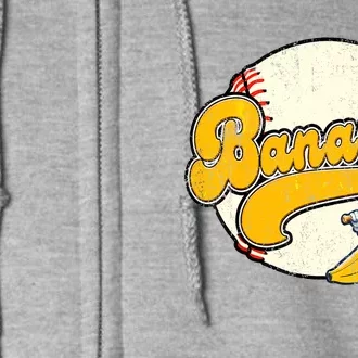 Lets Go Bananas Banana Playing Baseball Baseball Player Full Zip Hoodie