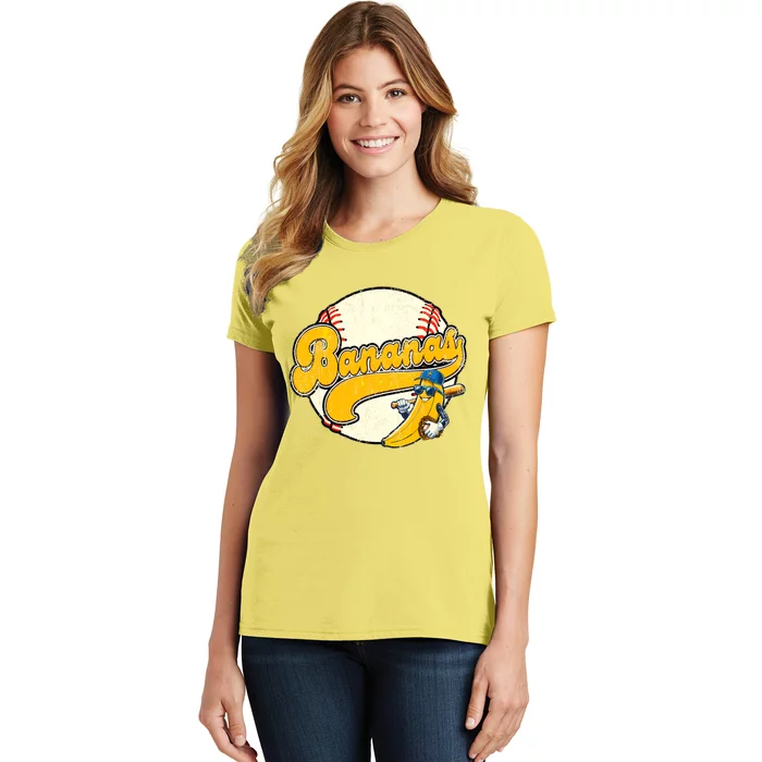 Lets Go Bananas Banana Playing Baseball Baseball Player Women's T-Shirt