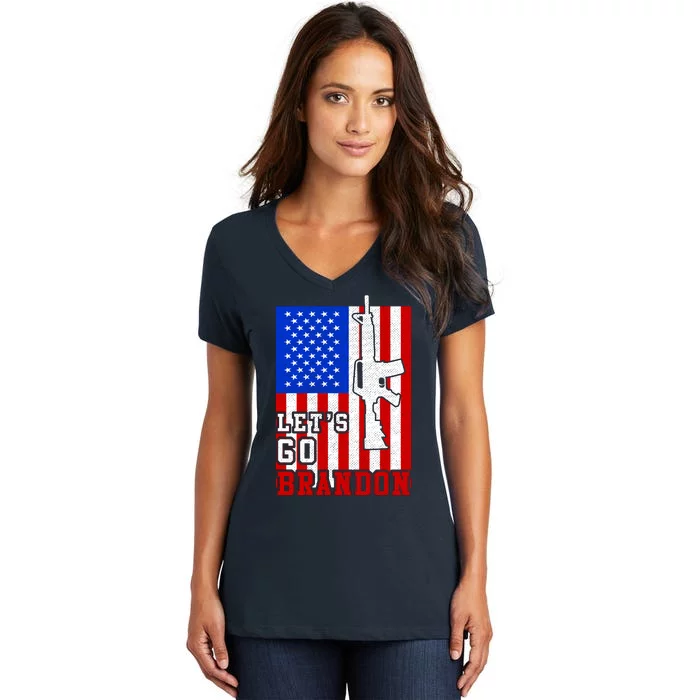 Let's Go Brandon USA Army Flag LGB FJB Women's V-Neck T-Shirt