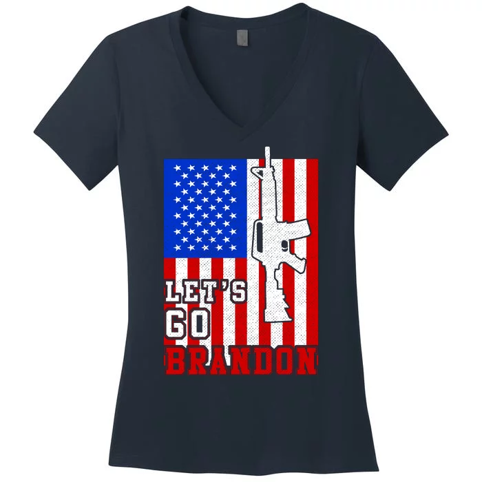 Let's Go Brandon USA Army Flag LGB FJB Women's V-Neck T-Shirt