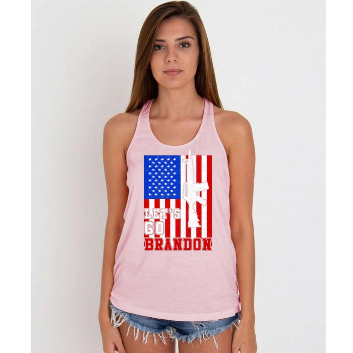 Let's Go Brandon USA Army Flag LGB FJB Women's Knotted Racerback Tank