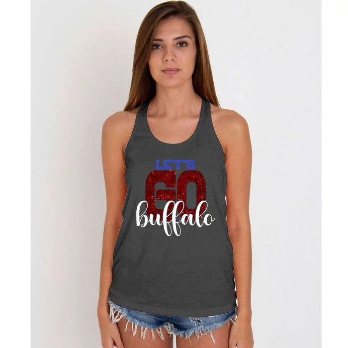 LetS Go Buffalo Ny New York Retro Sports City Fan Love Women's Knotted Racerback Tank