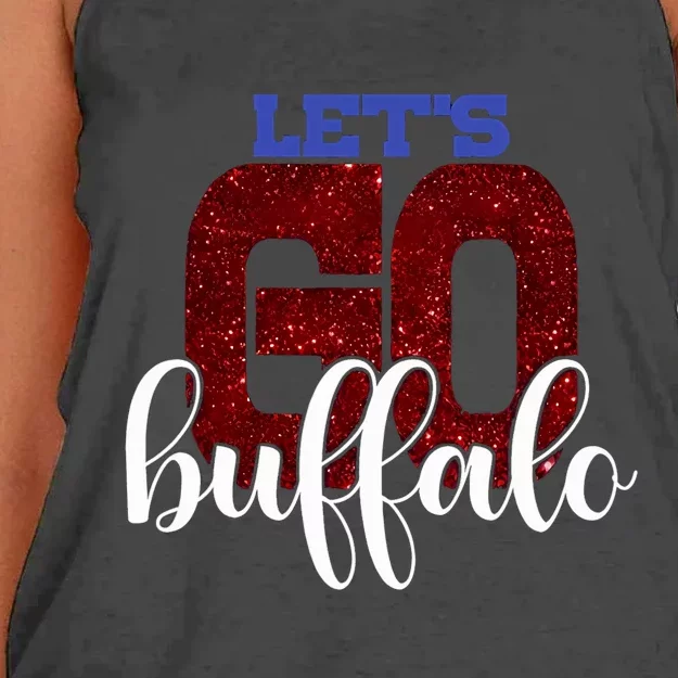 LetS Go Buffalo Ny New York Retro Sports City Fan Love Women's Knotted Racerback Tank