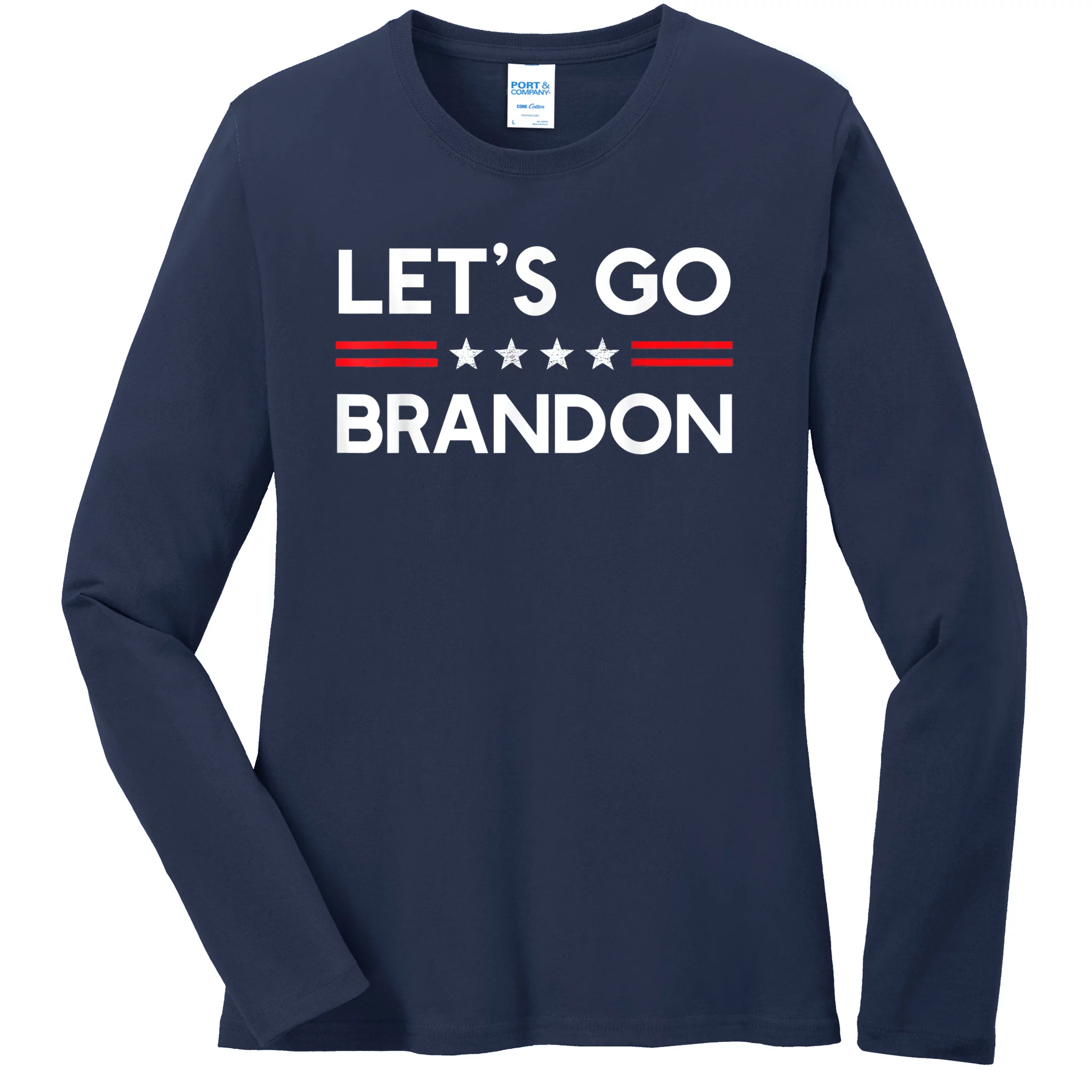Let’s Go Brandon Conservative US Flag Gift Ladies Missy Fit Long Sleeve Shirt