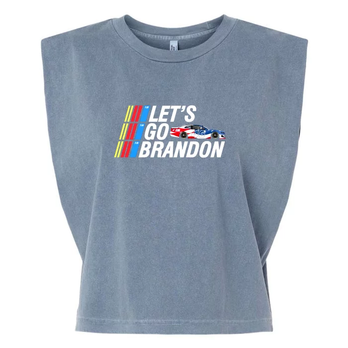 Let's Go Brandon Auto Racing Garment-Dyed Women's Muscle Tee