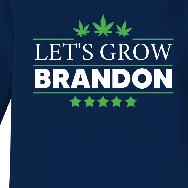 Lets Grow Brandon Marijuana Cannabis Funny Dank Brandon Baby Long Sleeve Bodysuit