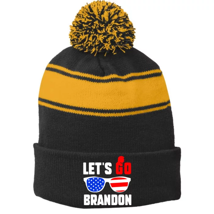 Let's Go Brandon USA Sunglasses Trump Flag LGB FJB Stripe Pom Pom Beanie