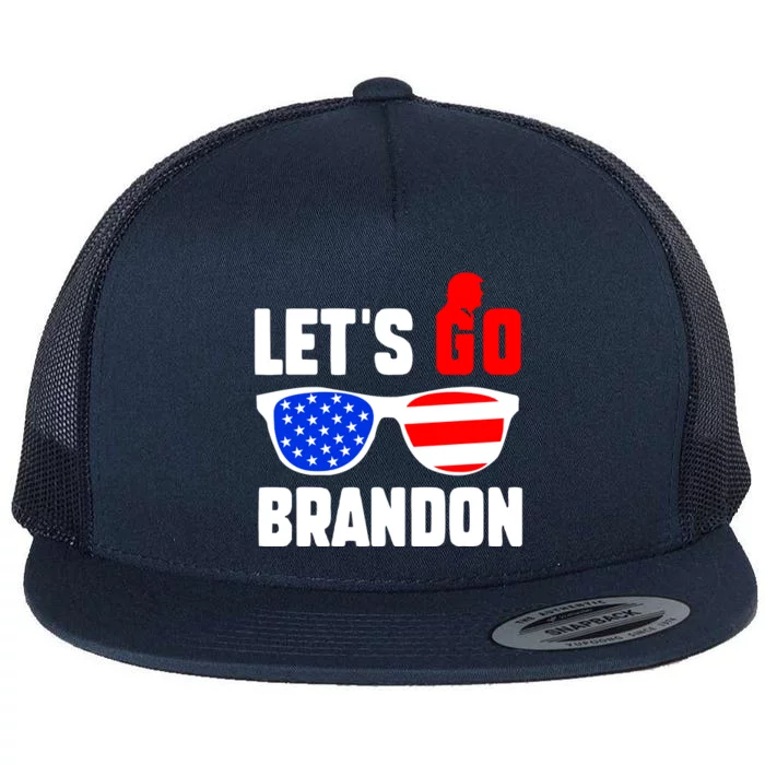 Let's Go Brandon USA Sunglasses Trump Flag LGB FJB Flat Bill Trucker Hat