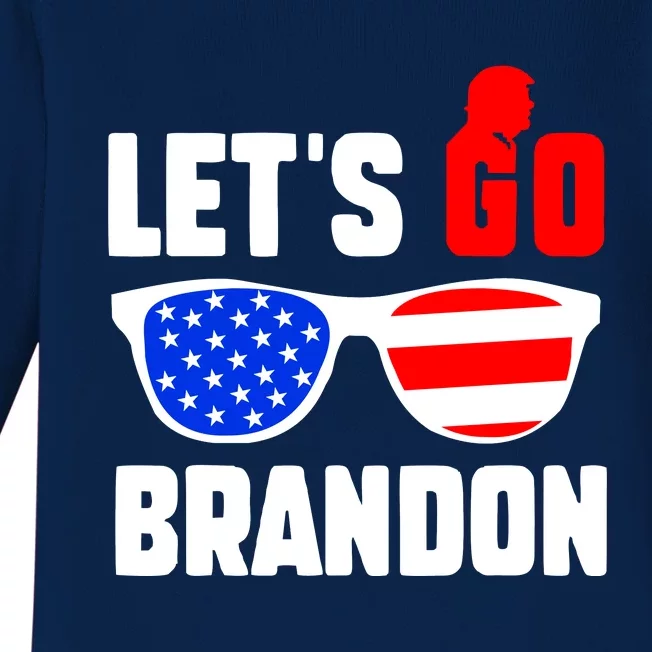 Let's Go Brandon USA Sunglasses Trump Flag LGB FJB Baby Long Sleeve Bodysuit