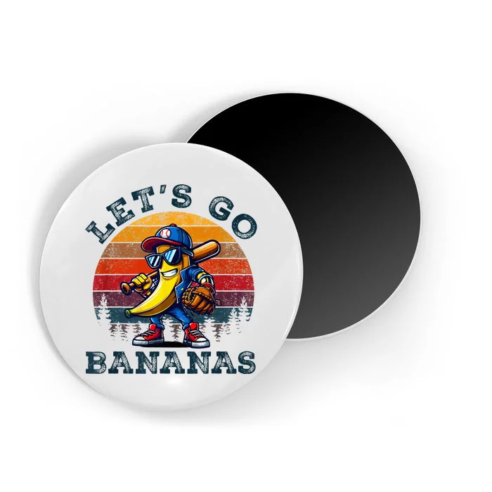 Lets Go Bananas Banana Playing Baseball Baseball Player Gift Magnet