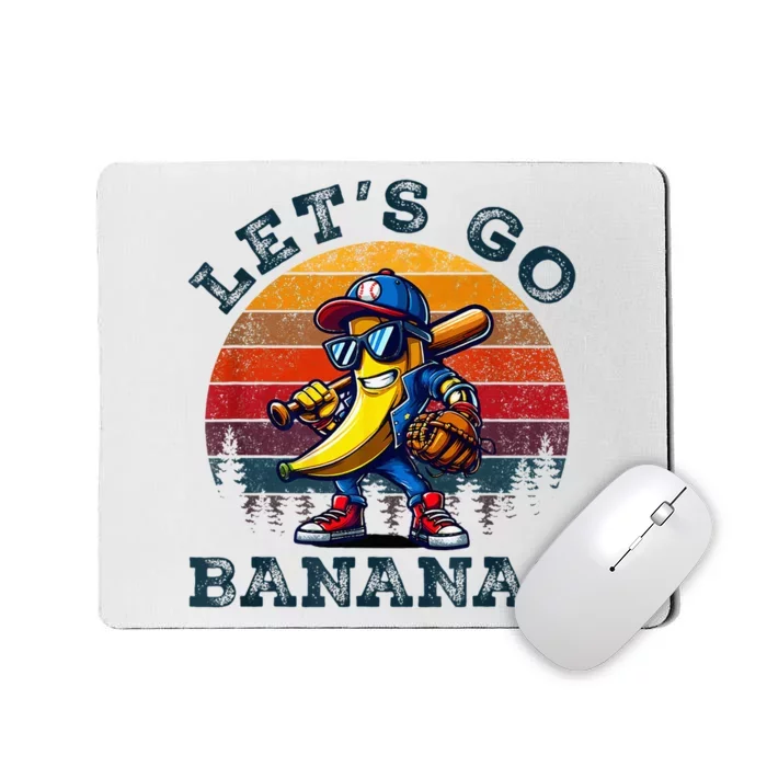 Lets Go Bananas Banana Playing Baseball Baseball Player Gift Mousepad