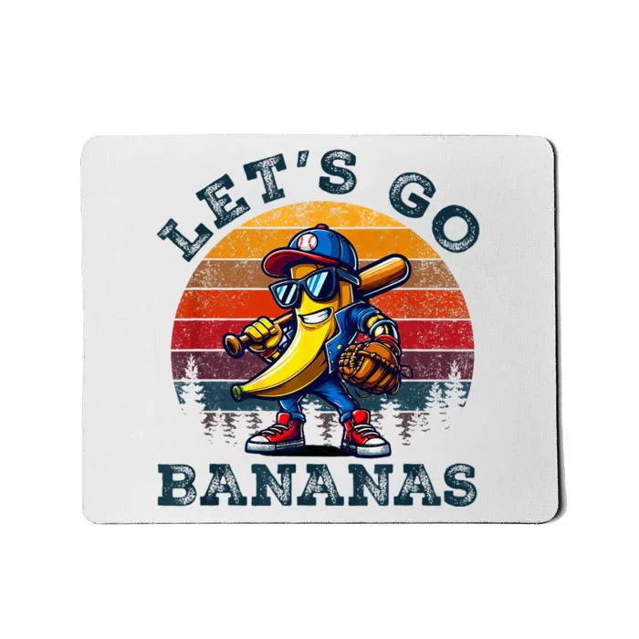 Lets Go Bananas Banana Playing Baseball Baseball Player Gift Mousepad