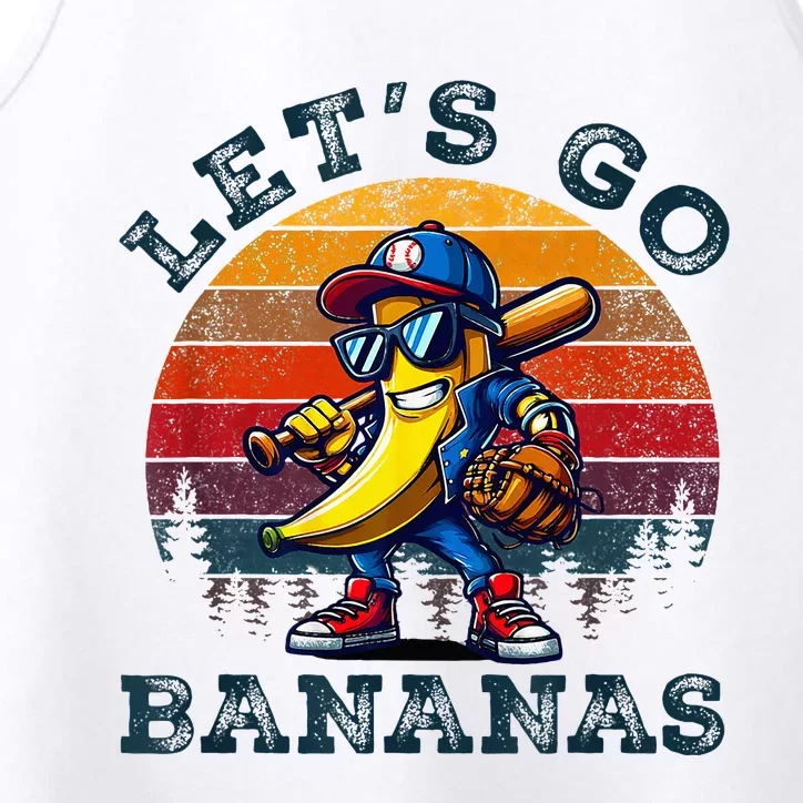 Lets Go Bananas Banana Playing Baseball Baseball Player Gift Performance Tank