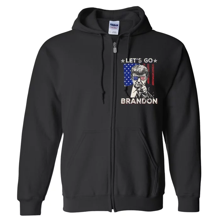 LetS Go Brandon Pro Trump 2024 Flag Anti Joe Biden Full Zip Hoodie