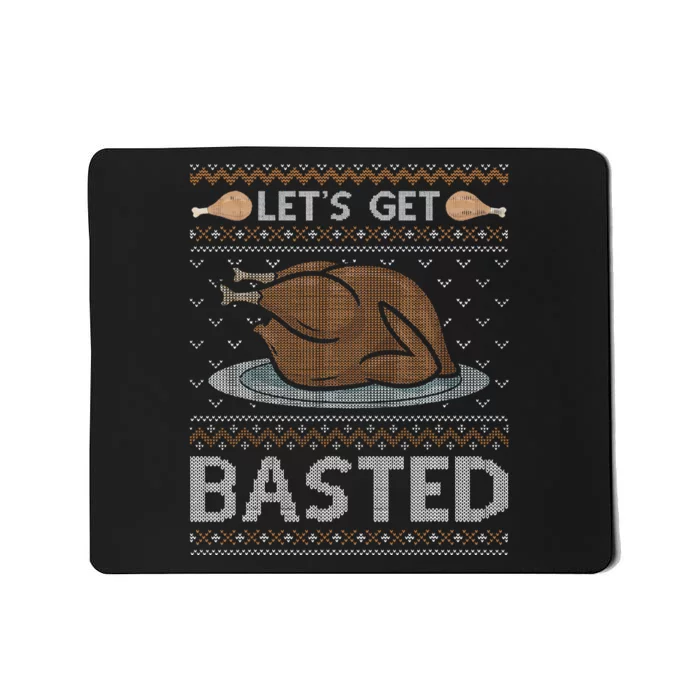 Let's Get Basted Turkey Fall Vibes Ugly Thanksgiving Sweater Mousepad