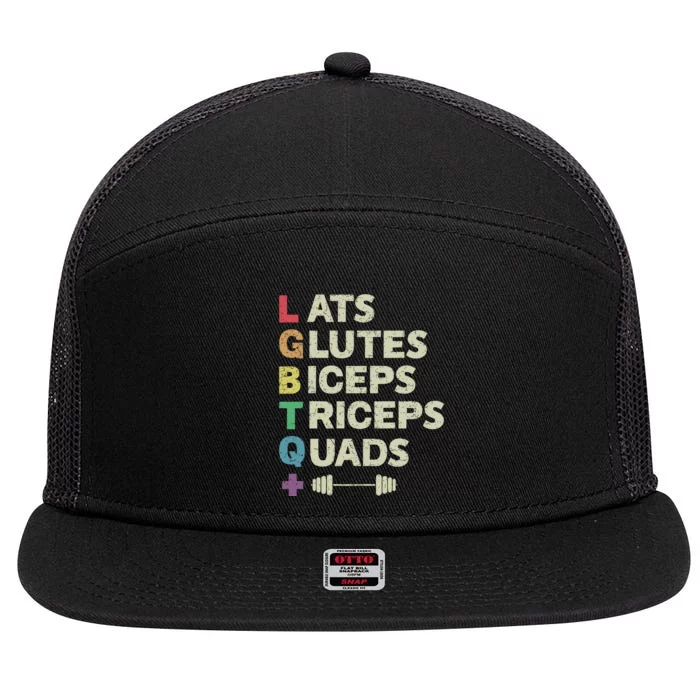 Lats Glutes Biceps Triceps Quads Lgbt 7 Panel Mesh Trucker Snapback Hat