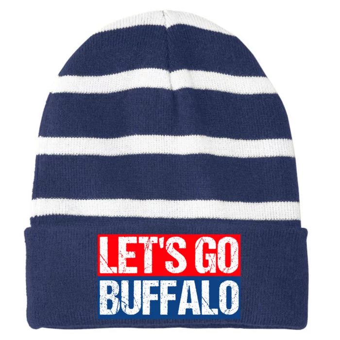 Let's Go Buffalo Striped Beanie with Solid Band