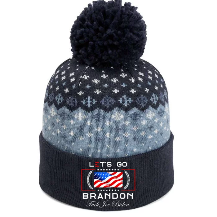 Lets Go Brandon F Joe Biden USA Flag LGBFJB LGB FJB The Baniff Cuffed Pom Beanie