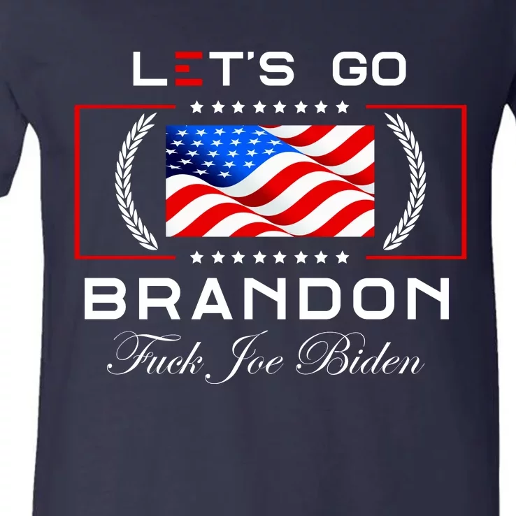 Lets Go Brandon F Joe Biden USA Flag LGBFJB LGB FJB V-Neck T-Shirt