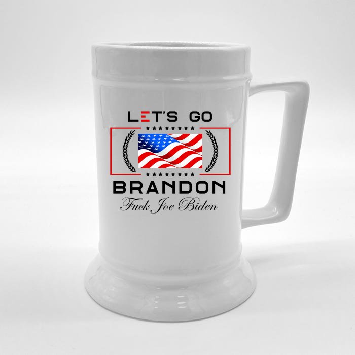 Lets Go Brandon F Joe Biden USA Flag LGBFJB LGB FJB Front & Back Beer Stein