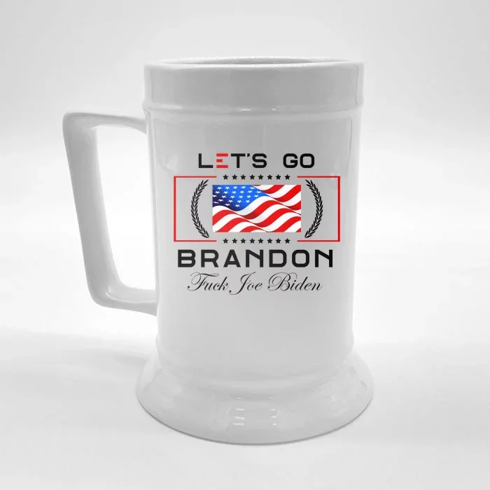 Lets Go Brandon F Joe Biden USA Flag LGBFJB LGB FJB Front & Back Beer Stein