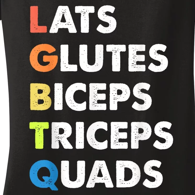 Lats Glutes Biceps Triceps Quads Funny Lgbtq Women's V-Neck T-Shirt