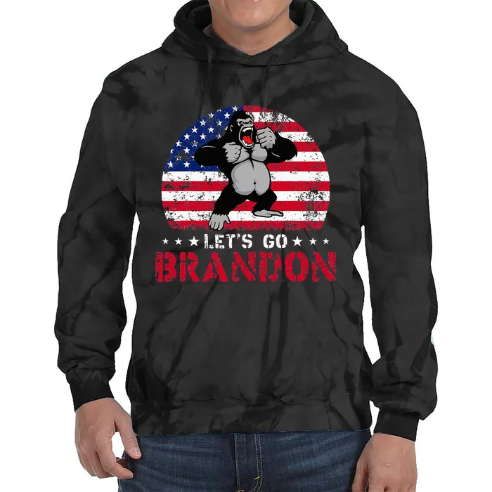 Let's Go Brandon Gorilla American Flag Tie Dye Hoodie