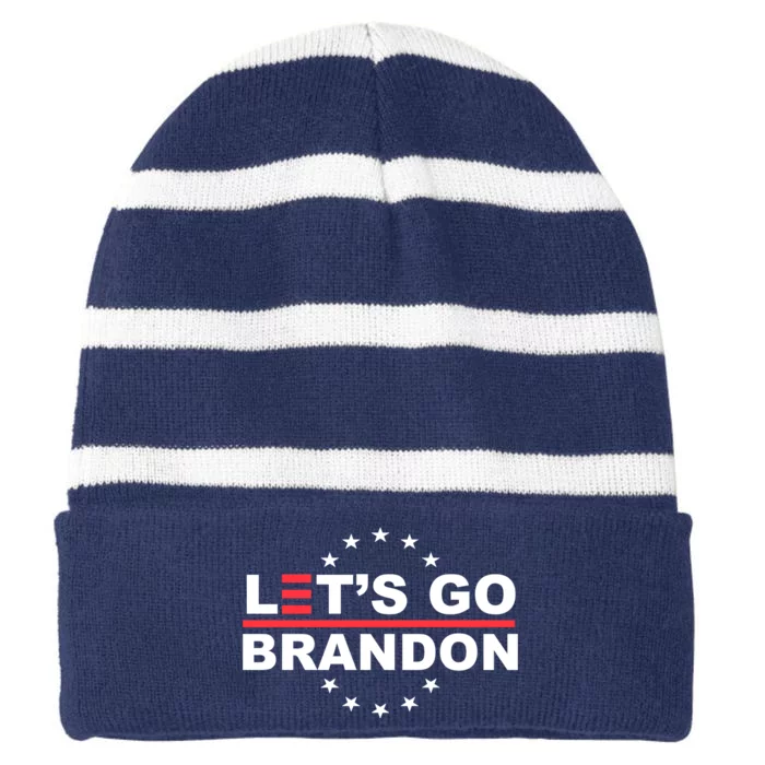 Let's Go Brandon Striped Beanie with Solid Band