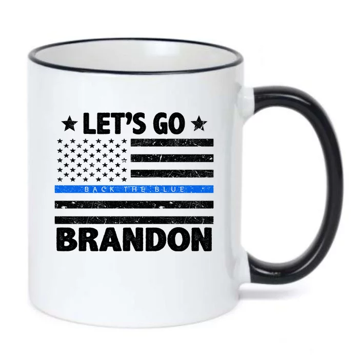 Let's Go Brandon Blue Thin Line Back The Blue FJB Chant Black Color Changing Mug