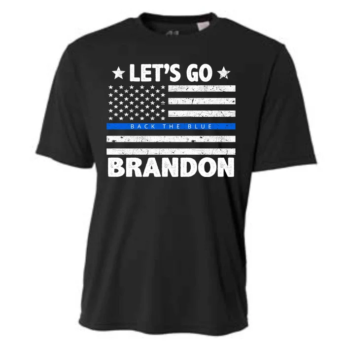 Let's Go Brandon Blue Thin Line Back The Blue FJB Chant Cooling Performance Crew T-Shirt