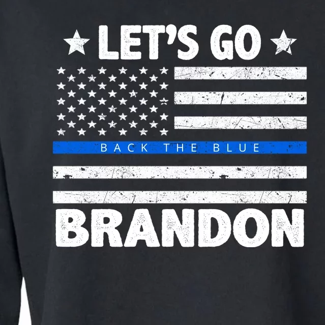 Let's Go Brandon Blue Thin Line Back The Blue FJB Chant Cropped Pullover Crew